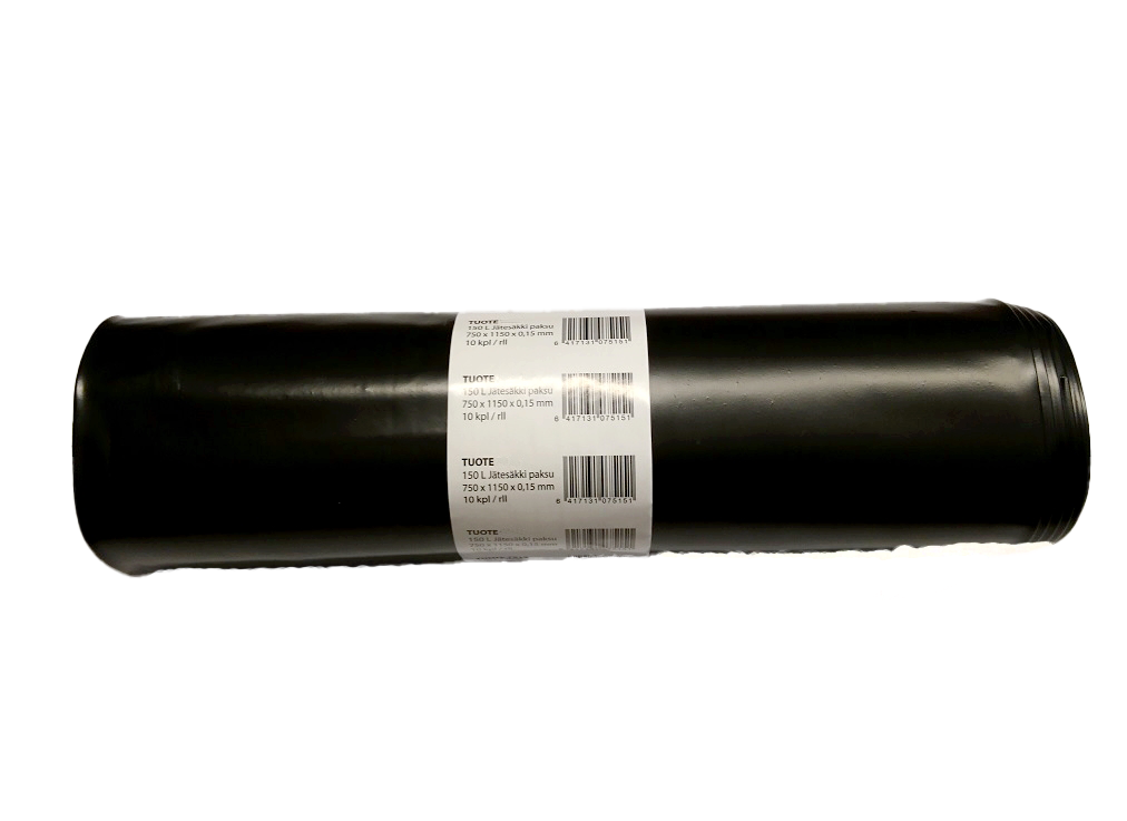 Jätesäkki Erikoisvahva 150L 750 x 1150mm x 0,15mm, 10kpl/rll