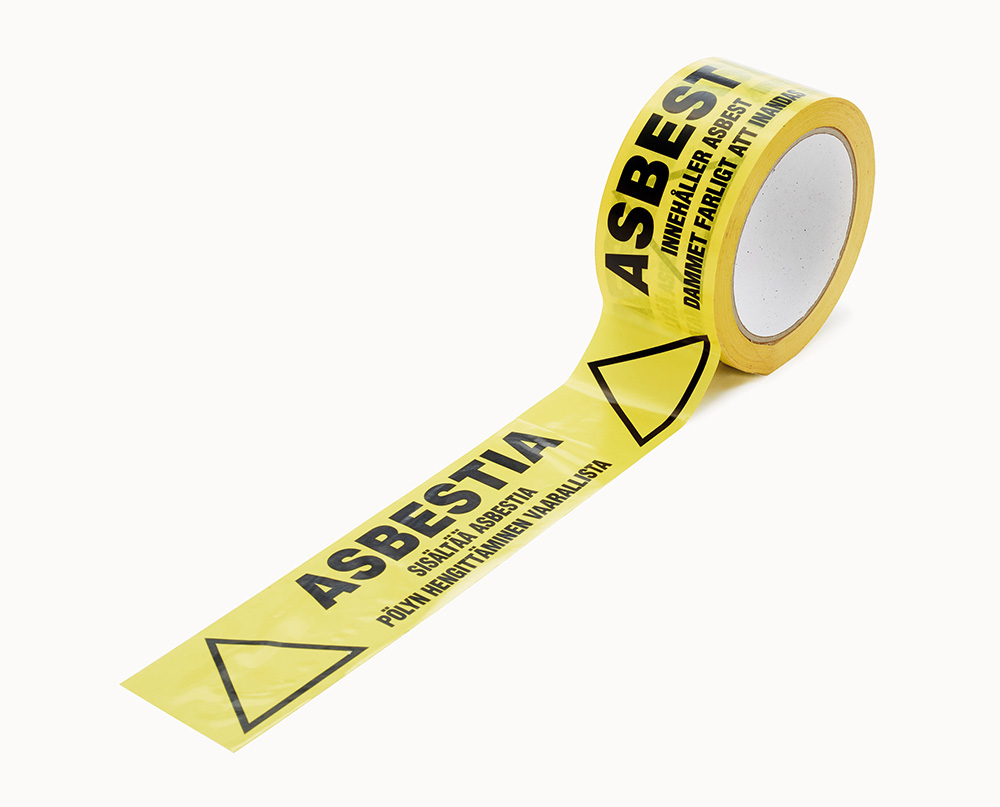 Hoiatusteip ASBEST kollane 50 mm x 66 m / 36 rl